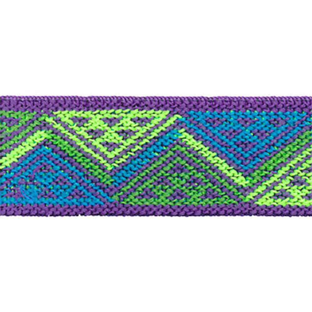 Резинка для подтяжек (помочная) 25.0 мм / 20 метров, жаккардовая, 000200 фиолет./салат./бирюз./зелен, Gamma 16с3893