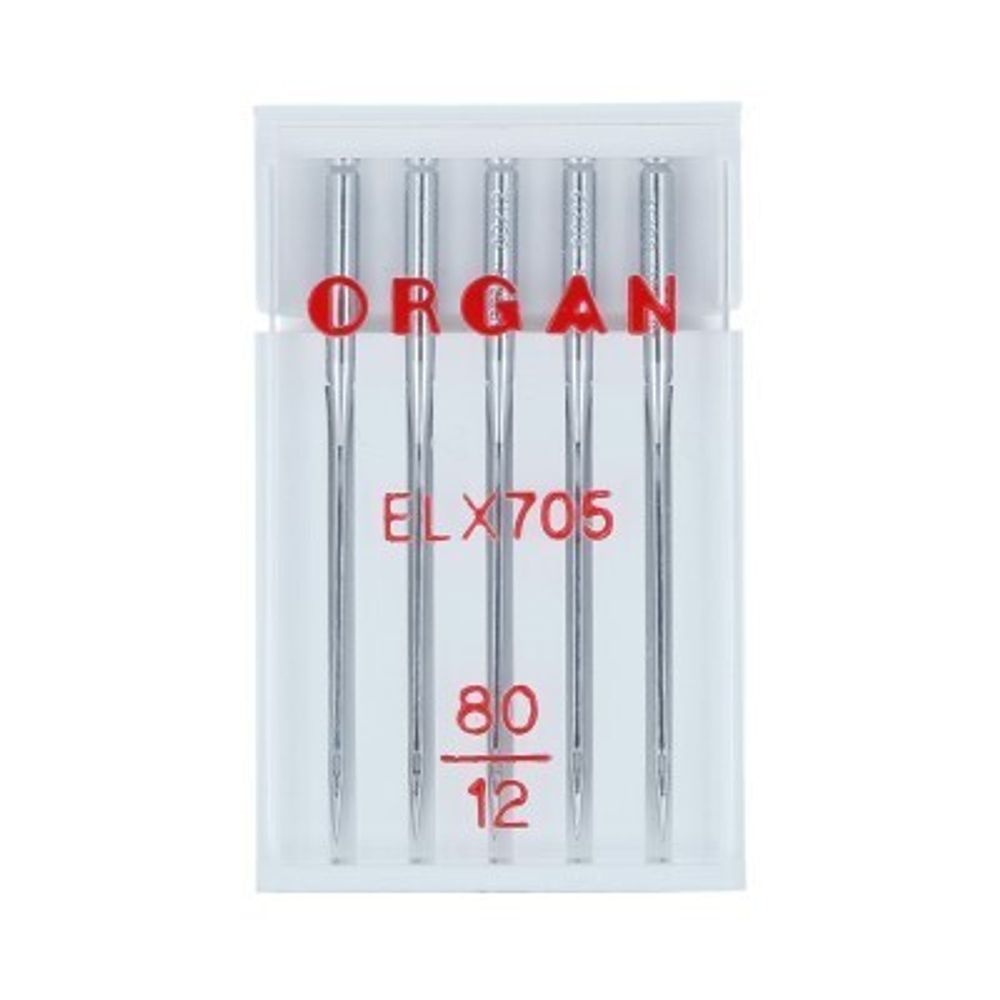 Иглы для швейных распошивальных машин ELх705, №80, 5 игл, в пенале 5486080 80, ORGAN