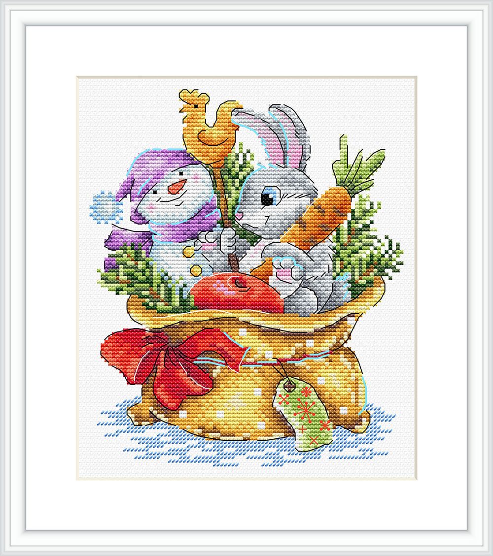 Набор для вышивания нитками МП Студия (Жар-птица), Мешок с подарками, 18х15 см