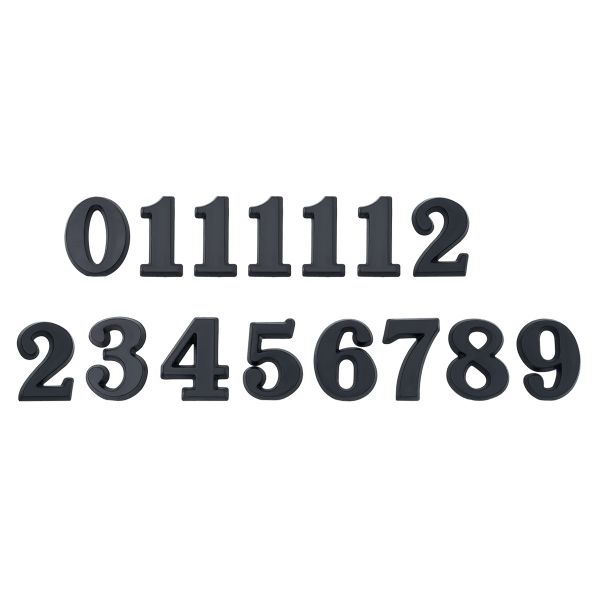 Цифры арабские для часов, высота 15 мм, пластик (ZB-10057 черный)