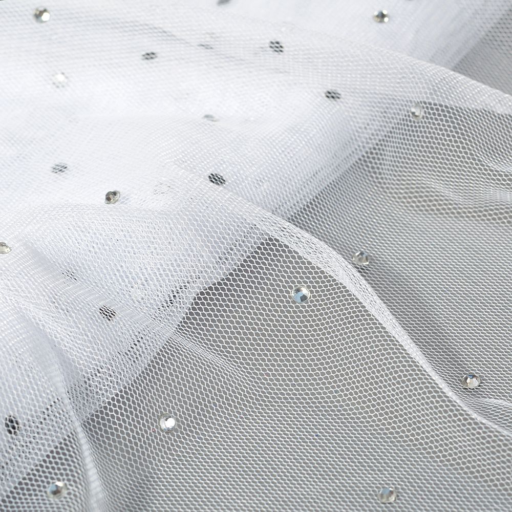 Фатин со стразами 150 см / 15 метров, 231.1-14, цв.белый