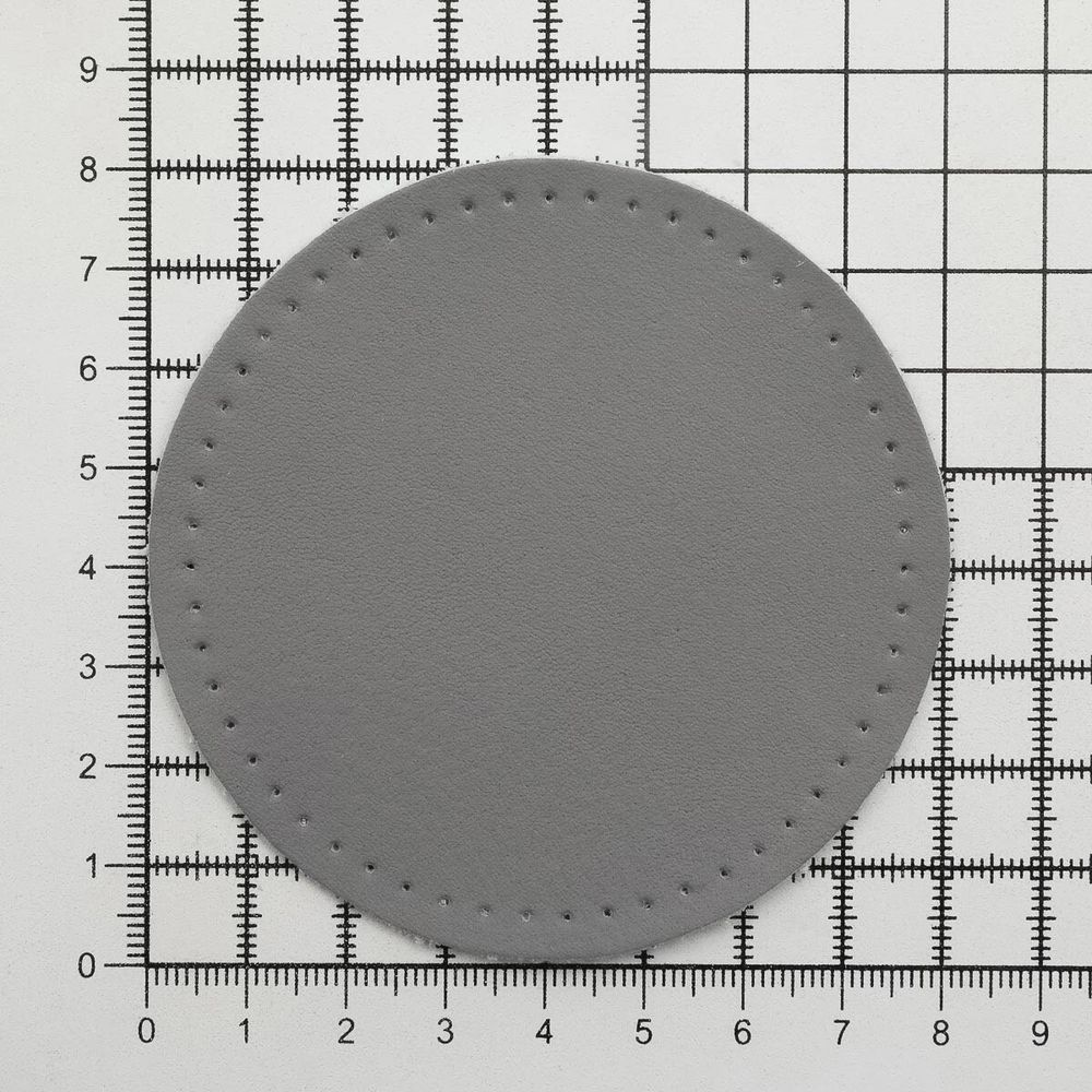 Заплатки пришивные из кожи, круг ⌀8см с перфорацией, 2 шт, 100% кожа, 07 серый, 9121