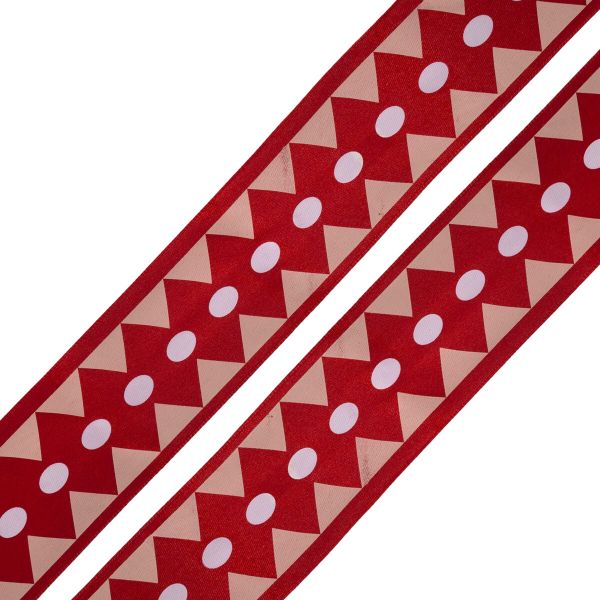 Лента атласная с рисунком Ромбы 45.0 мм / 3 метра, красный, Globus