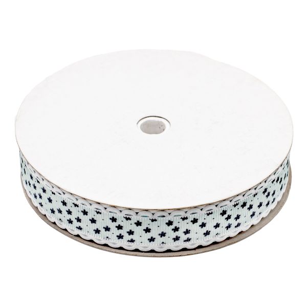 Лента декоративная Звездочки 20 мм / 25±1 метров, YH98 (04 голубой/черный)