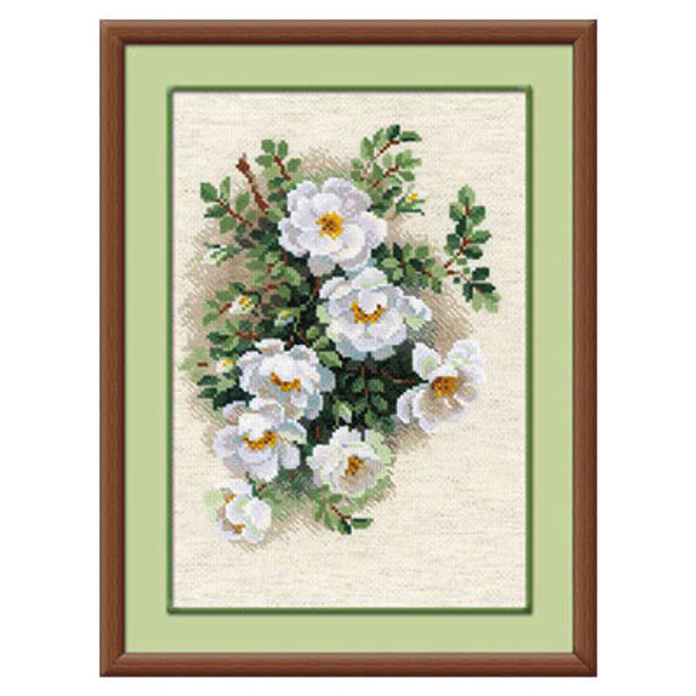 Набор для вышивания нитками Риолис, Белый шиповник, 21х30 см