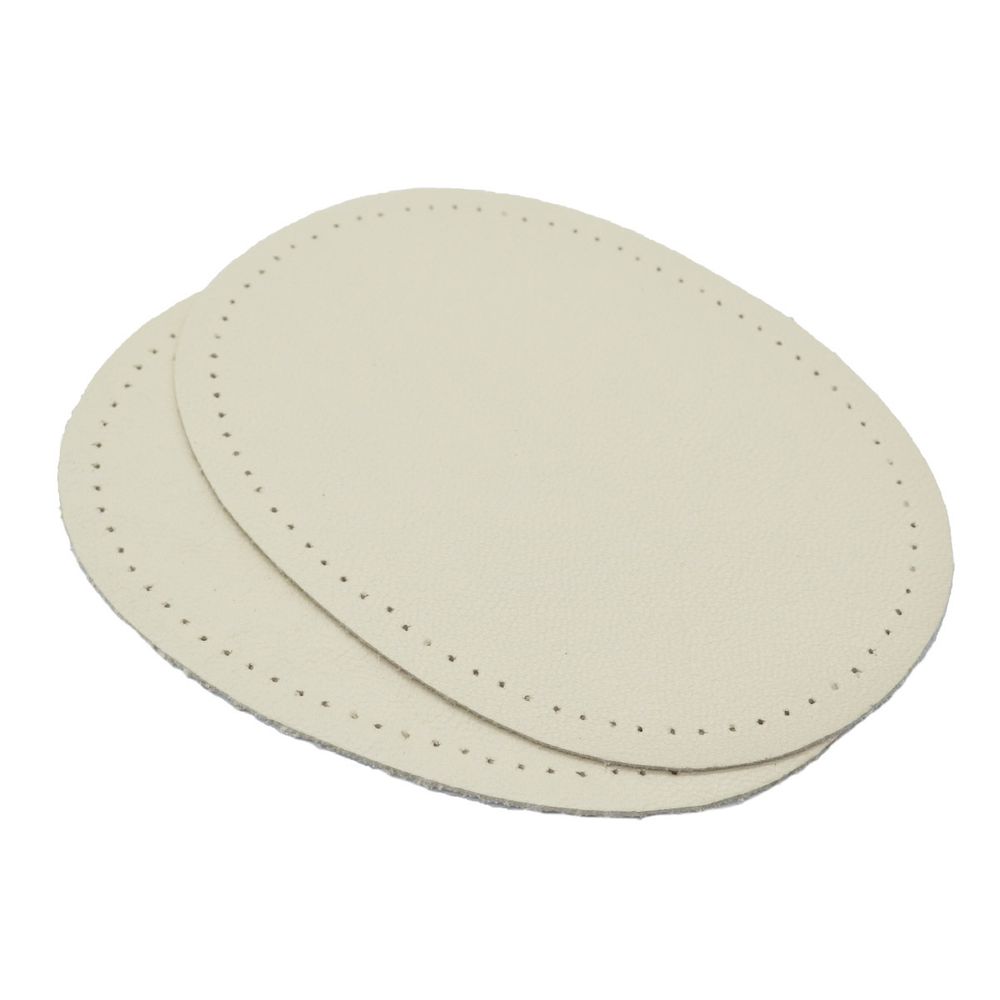 Заплатка, кожа, овал средний 10х14см с перфорацией, 2 шт в уп, 100% кожа, 06 бежевый