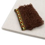 Ткань для рукоделия в наборе с тесьмой жаккард -бахрома 50х50см+1м (24229/34113 коричневый) 29500