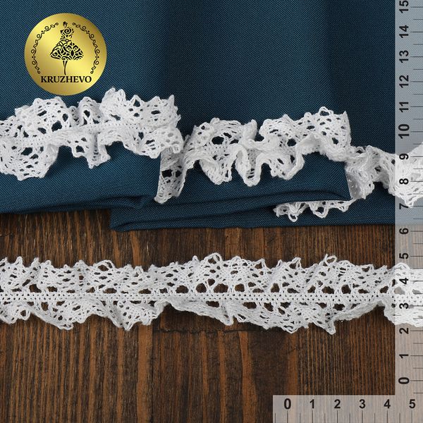 Кружево вязаное (тесьма) 30 мм / 10 метров, на резинке, цв.02 белый, Kruzhevo