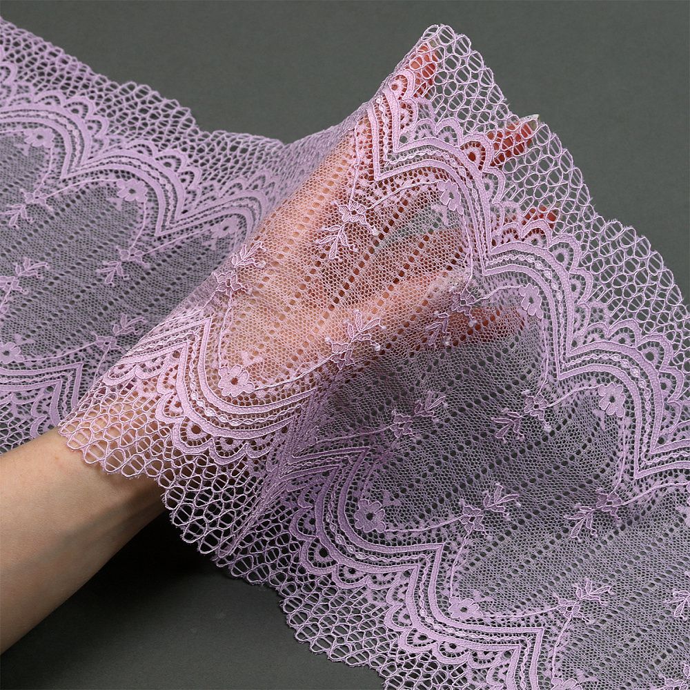Кружево бельевое эластичное 230 мм / 10 м, 8037, цв.F165 нежная сирень, Kruzhevo