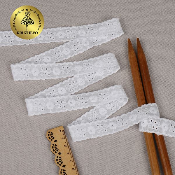 Кружево шитьё хлопок.1478 17 мм, цв.01 белый, уп.13.71м, Kruzhevo