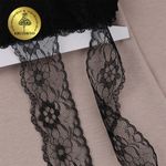 Кружево отделочное в стиле "трикотаж" 40 мм, диз. 281, цв.10 черный, уп. 27,4 м