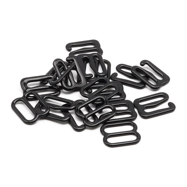 Набор крючки + регуляторы для бюстгальтеров металл 10.0 мм, (12 крюч., 6 регул.), черный