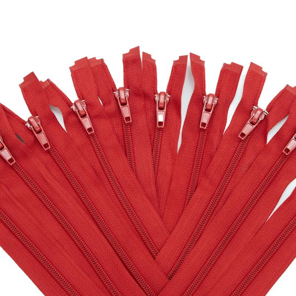 Молния спираль (витая) Т5 (5 мм) 1 зам., разъем., 65 см, 519 красный, 10 шт