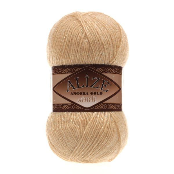 Пряжа Alize (Ализе) Angora Gold Simli / уп.5 мот. по 100 г, 500м, 095 светло-бежевый A