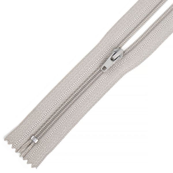 Молния спираль (витая) брючная Т4 (4 мм) 1 зам., н/раз., 20 см, автомат, цв.S032 св.серый уп.100 шт