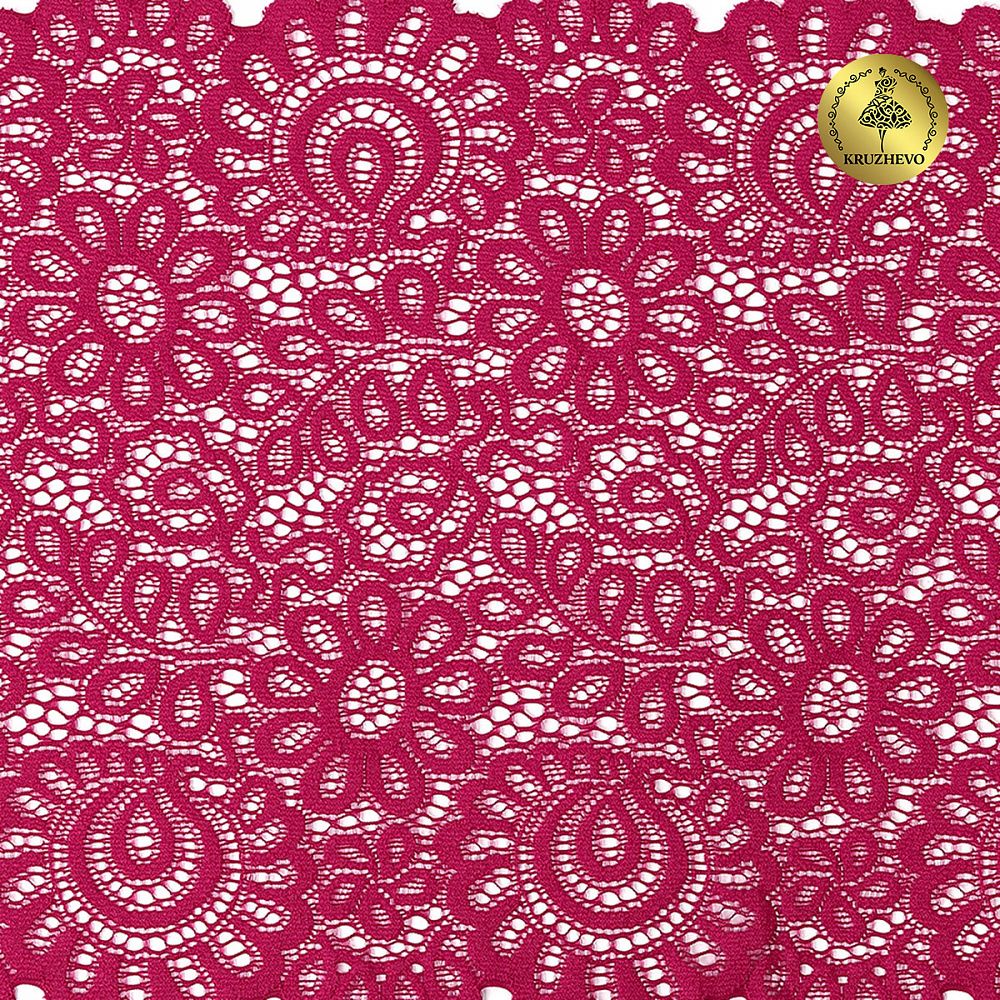 Кружево бельевое эластичное 205 мм / 25 м, TBY.YSTL00839, цв.18-1750 карминовый красный, Kruzhevo