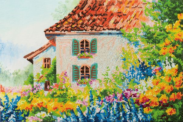 Алмазная (кристальная) мозаика Фрея, Домик в деревне, 45х30 см