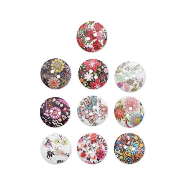 Украшения декоративные пуговицы деревянные Цветы №5, 18 мм, 100 шт