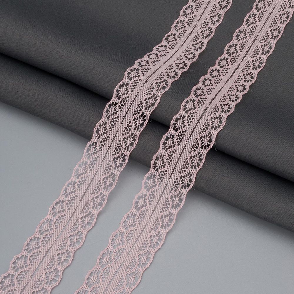 Кружево капроновое 30 мм, / 13.72 метра, 06 розовый