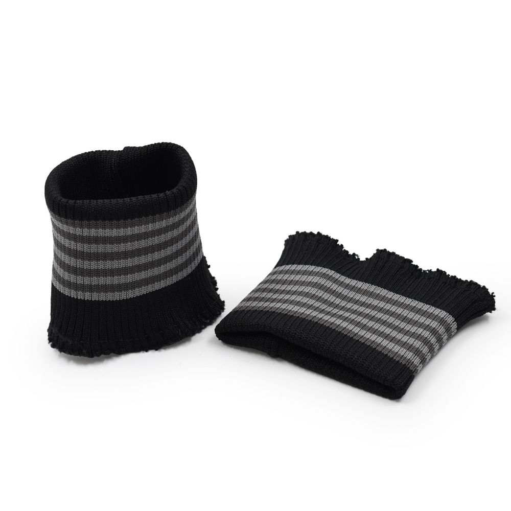 Манжеты трикотажные 8.0х9.0 см, 1 пара, средней плотности, 18 кл, 2х1, цв. черн/с серыми полосками