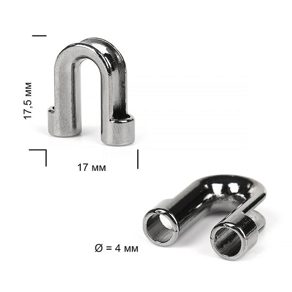 Наконечник для шнура металл 17,5х17 мм, отв.4 мм, цв. никель черный, уп. 100 шт