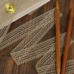 Кружево вязаное (тесьма) 25 мм / 10 метров, D1002, тонкая нить, цв.F308 св.бежевый, Kruzhevo