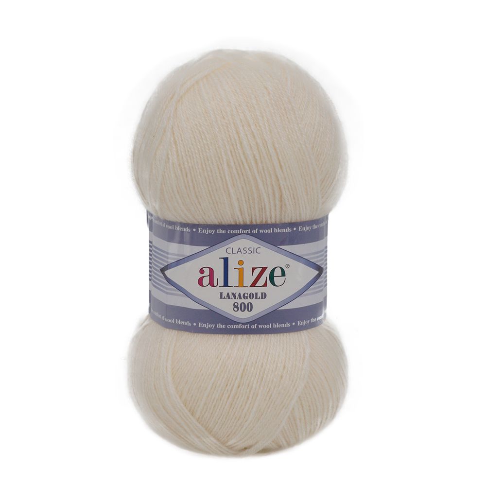 Пряжа Alize (Ализе) Lana Gold 800 / уп.5 мот. по 100 г, 730м, 450 жемчужный А