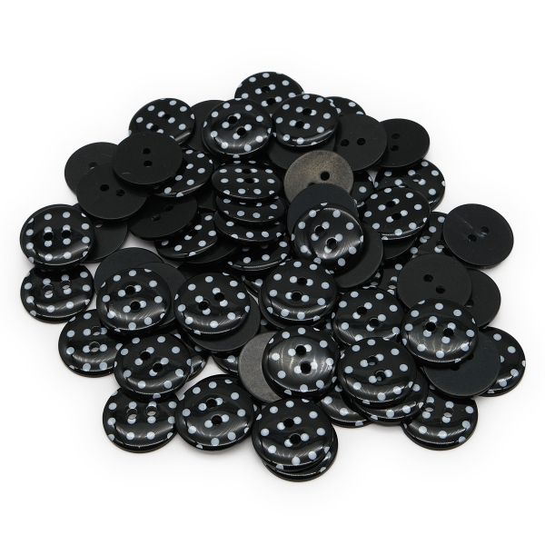 Пуговицы детские Горошек 28L (990 черно-белый) Q7125-FSS, 72 шт