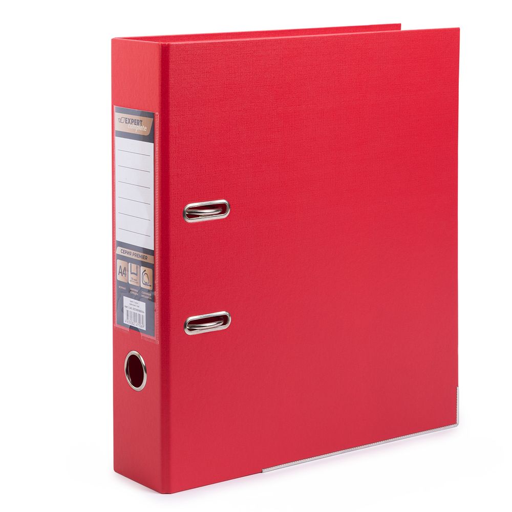 Регистратор PVC, 2-х стороннее покрытие, мет.уг. 75 мм, 10 шт, Premier A4 арочный механ, красный ЕС100262004, Expert Complete