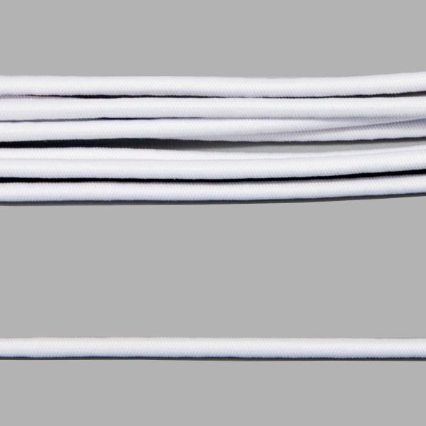 Резинка шляпная (шнур эластичный) ⌀4.0 мм / 100 метров, 01 белый