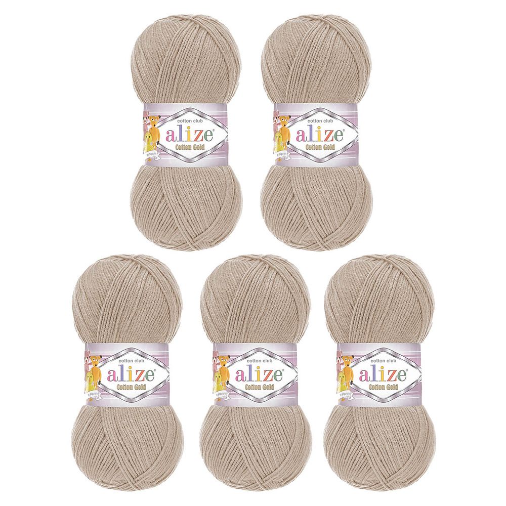 Пряжа Alize (Ализе) Cotton Gold / уп.5 мот. по 100 г, 330м, 963 натуральный джут