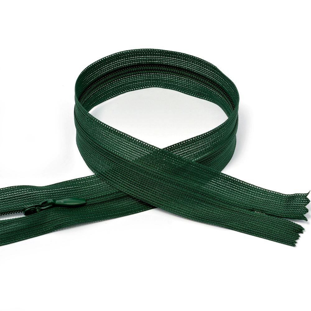 Молния потайная (скрытая) Т3 (3 мм) 1 зам., н/раз., 50 см, цв.F273 т.зеленый уп.10 шт