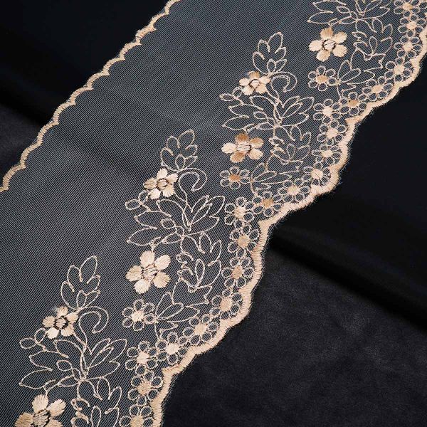 Кружево на сетке 140 мм / 3.4 метра ±4 см, бежевый, 3AR3745