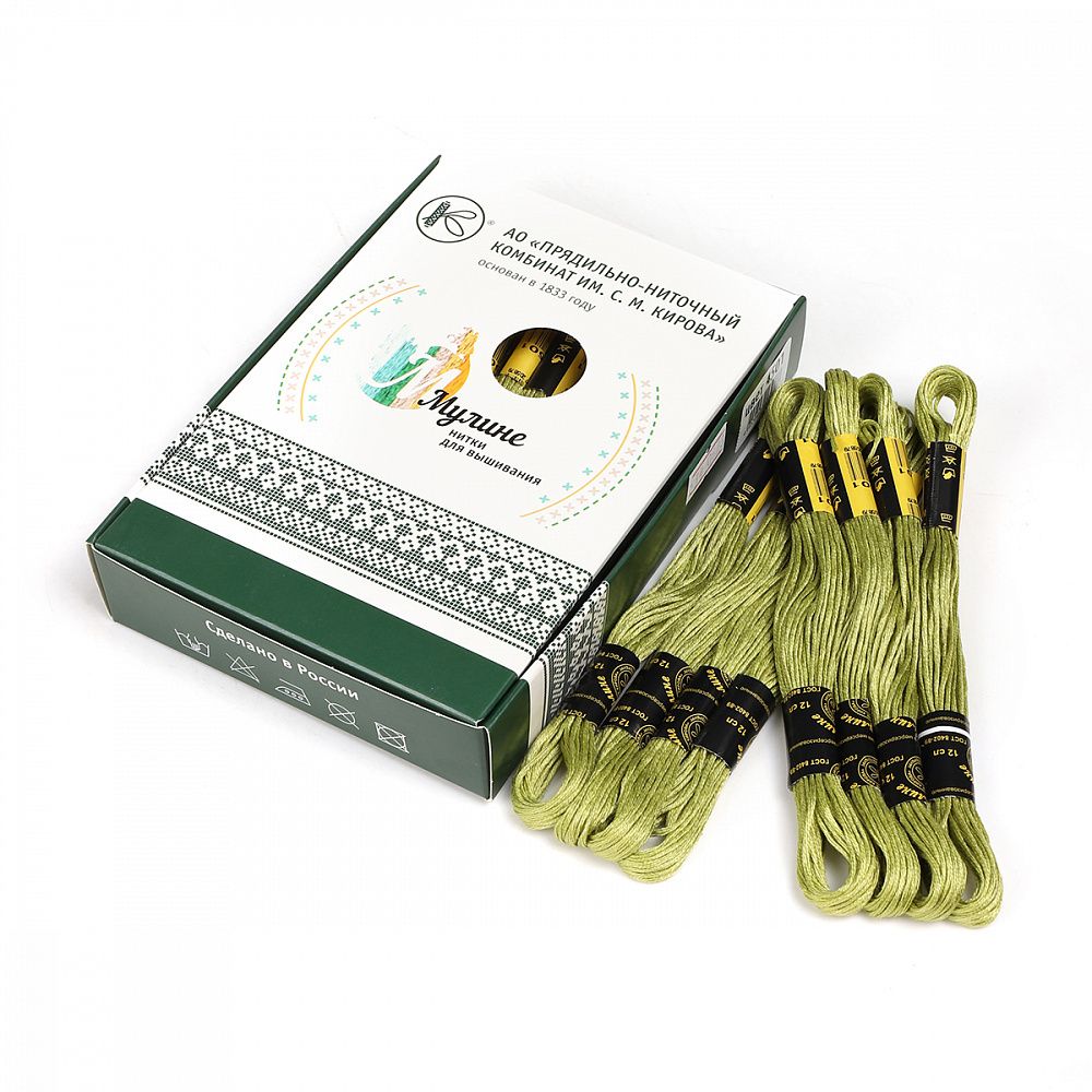 Мулине ПНК им.Кирова цв.4501 св.оливковый, 24 мотка по 8 метров