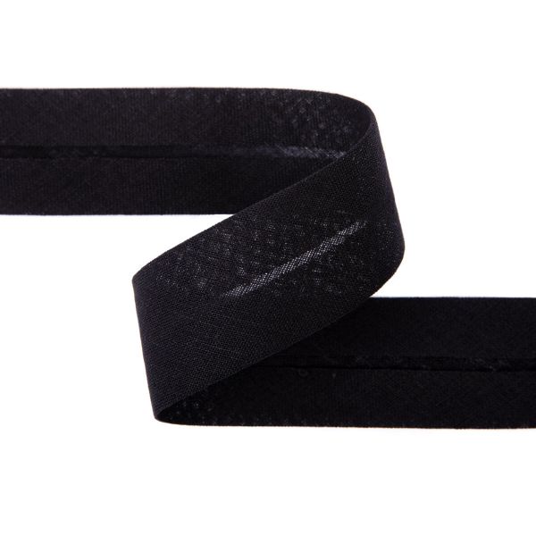 Косая бейка хлопковая 30 мм / 5 шт по 5.4 метра, _черный(080/081), Gamma GK-30C