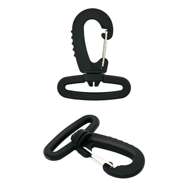 Карабин поворотный с рамкой 38 мм, 20 шт, пластик/металл, черный, RA3089