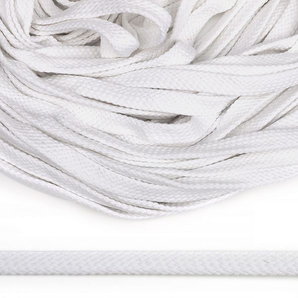 Шнур плоский плетеный х/б ⌀20.0 мм / 50 метров, турецкое плетение цв.001 отбелка