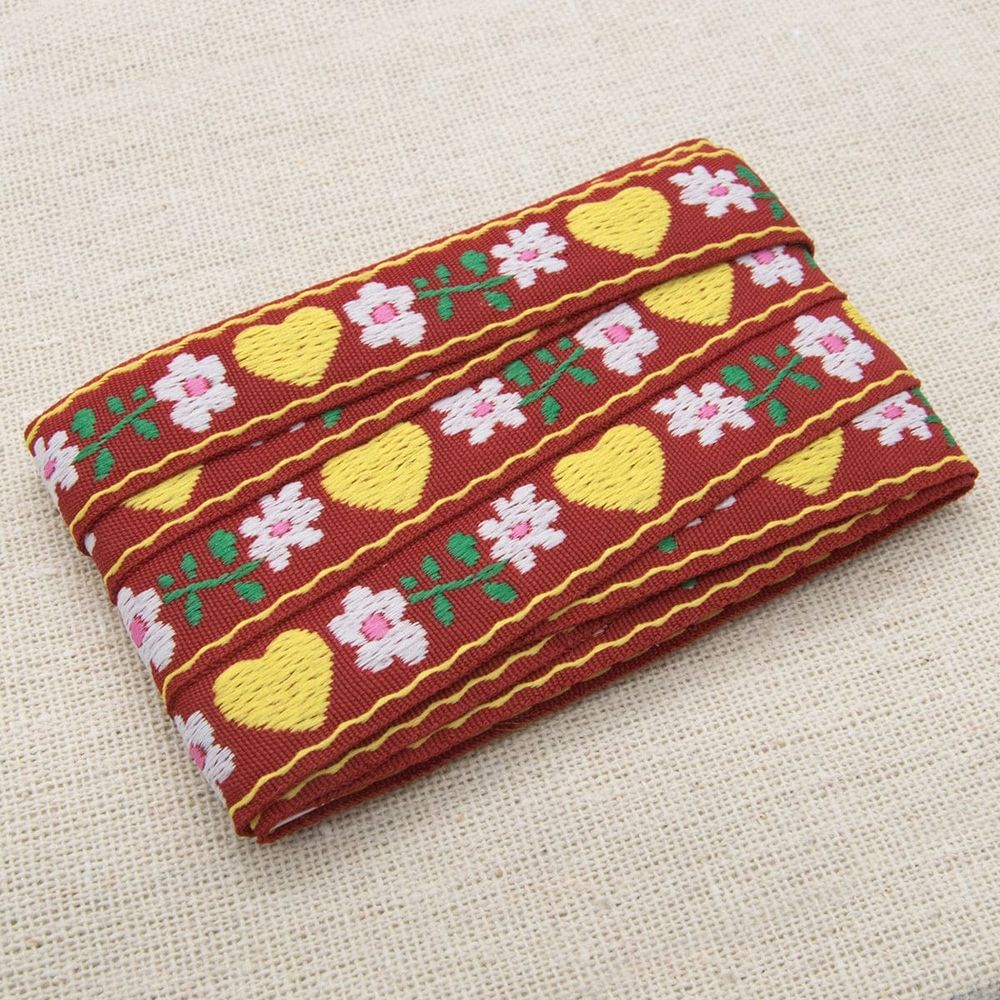 Ткань для рукоделия в наборе с тесьмой жаккард 50х50см+2м (21947/21111 красный) 29503