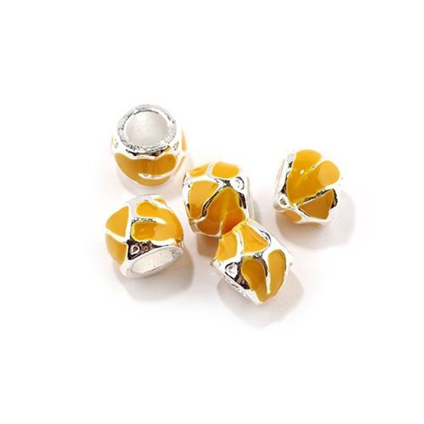 Бусины металл с эмалью 7х10 мм, №2 in ⌀5 мм, цв. 4, 10 шт, Tesoro