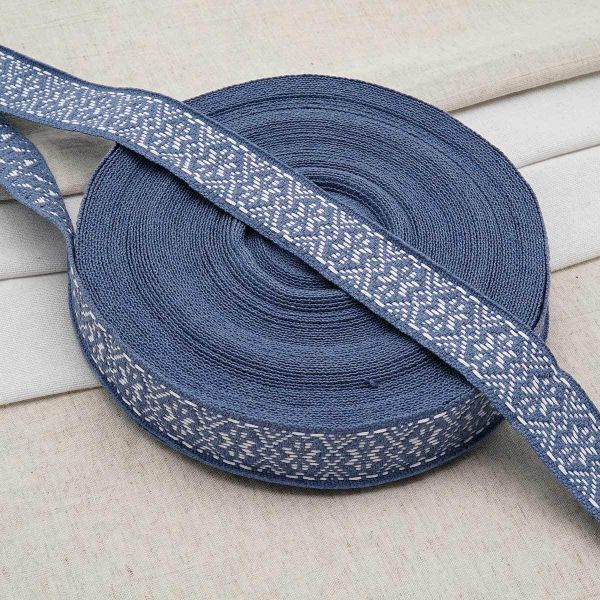 Лента для поясов 38 мм / 25 метров, рис. 9843, голубой/белый, С3822Г17