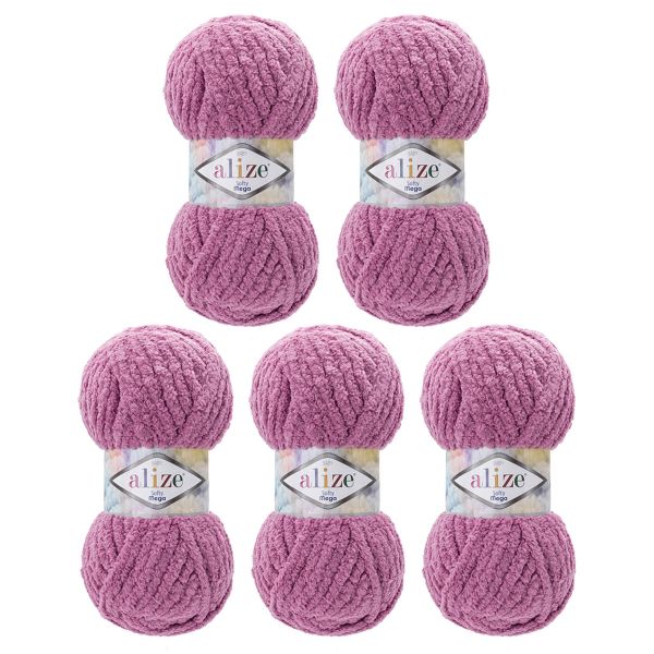 Пряжа Alize (Ализе) Softy Mega / уп.5 мот. по 100 г, 70м, 28 пыльная роза