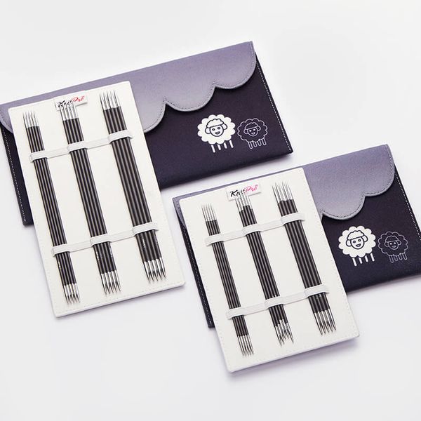 Набор чулочных спиц для вязания Knit Pro Karbonz 20см 6 видов спиц карбон, 41634