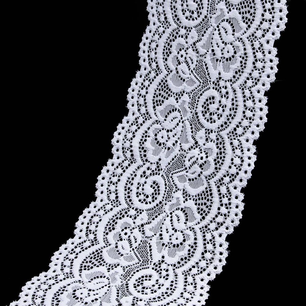 Кружево эластичное (стрейч) 100 мм / 13.71 метров, C501 белый