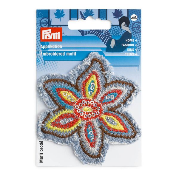 Термоаппликация Звезда джинс синий/многцв. 1шт, Prym