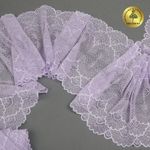 Кружево эластичное (стрейч) 8034 195мм цв.F165 нежная сирень, 10 метров, Kruzhevo