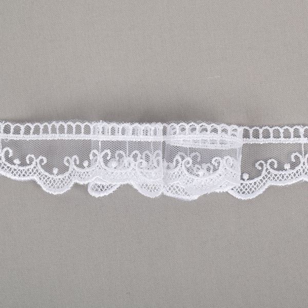 Кружево на сетке 34 мм / 10 м, белый, Gamma GKM-3401