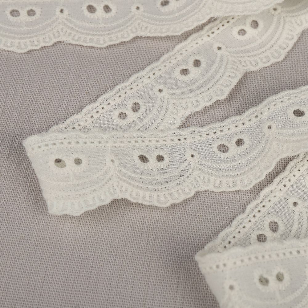 Кружево шитьё хлопок.9772 25 мм, цв.F102 молочный, уп.13.71м, Kruzhevo