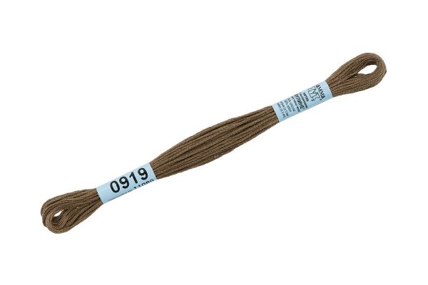 Мулине Gamma 100% хлопок, цв.0919 т.сер-хаки, 24 мотка по 8 метров