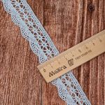 Кружево вязаное (тесьма) 27 мм / 10 метров, хлопок, TBY.1005, F183 голубой