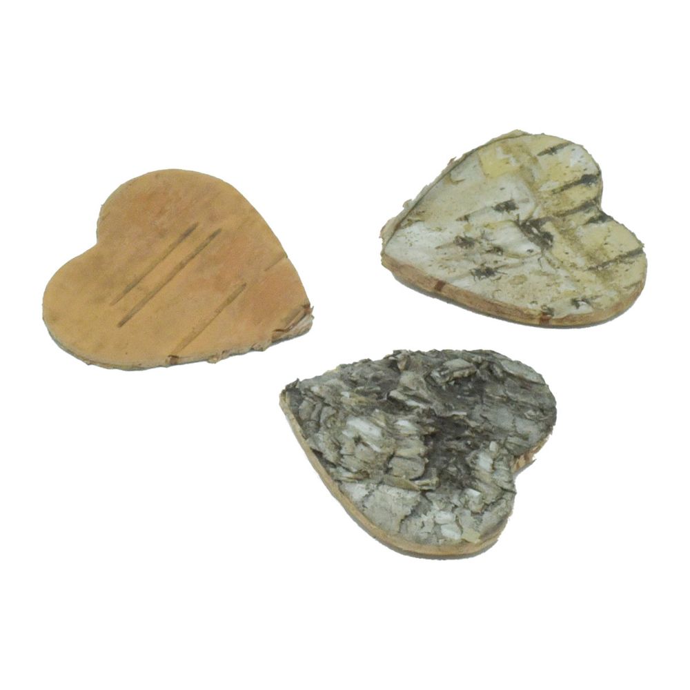 Декоративные элементы из коры дерева "Сердечки", 3см, 30 шт/уп, нат/дерево